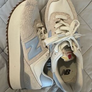 New Balance Off-White and Light Blue Sneakers
